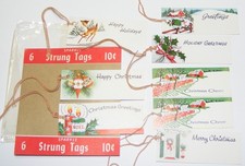 8 1950s-1960s MCM Eureka brand sparkle Christmas gift tags with packaging picture