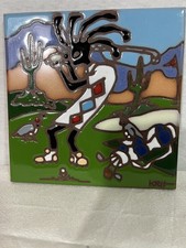 VTG 1995 Earthtones Tile Art Southwest Golfing Kokopelli KRit 6