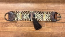 Antique BRAIDED CINCH w/Horsehair Drop Western Braided & Leather Horse Cinch picture