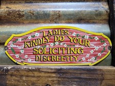 VINTAGE BROTHEL PORCELAIN SIGN RARE OLD LADIES WOMEN GENTLEMANS CLUB STRIP BAR picture