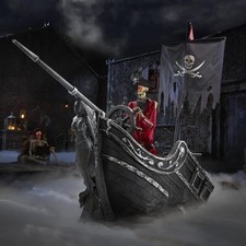 Home Accents 9.5 FT Dead Water Animated LED Pirate Ship Halloween 25PA04180 picture