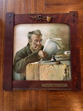 Antique Arts & Crafts Mission Oak Frame - My Busy Day Chromolithograph Late 1800 picture