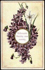 Antique Embossed Easter Postcard Czech Message Floral Orchids 1910s picture