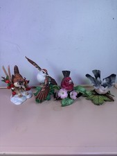 Lot of 4 Vintage Lenox Fine Porcelain Bird Figurines Finch Titmouse Wren Sparrow picture