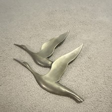 Vintage Mid-Century Brass Flying Geese Wall Decor 15 1/2x 11 1/2 picture