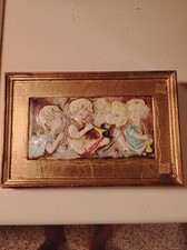 Vintage Italian Framed 3D Ceramic Bas - Relief Wall Plaque picture