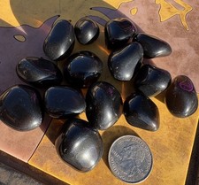 ☘️RR⛏️: 14 Silky Black Polished Apache Tears (Obsidian) Superior Az. 🌵 picture
