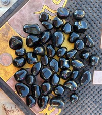 ☘️RR⛏️: 54 Silky Black Polished Apache Tears (Obsidian) Superior Az. 1 Lb 🌵 picture