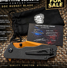 Something Obscene Company SOC Budget Blade Cape Black G10 SS Drop Point Liner picture