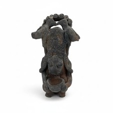 Vintage Pre-Columbian Style Pottery Figure Vessel Man Birds Bowl Tribal Folk Art picture