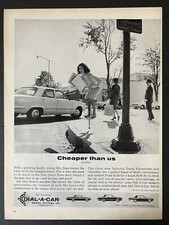 1964 Dial-A-Car Rental Systems Inc. Woman Street View B&W Vintage Print Ad picture