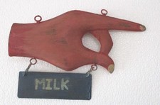 ANTIQUE ADVERTISEMENT TRADE SIGN HAND DIRECTION HAND MADE . picture