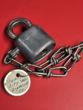 TESPICO Industrial Padlock w/ Chain Texaco City Service Pipeline Co Tag picture