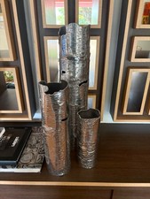 Rare Retired Michael Aram Aspen Bark Silver Chrome Metal 3-Piece Vase Set picture