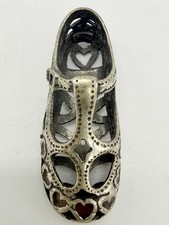 Antique 800 Silver Miniature Shoe With Enamel Hearts 8g picture