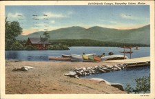 Rangeley Lakes Maine Saddleback Camps Boats on Shore c1930-50s Vintage Postcard picture