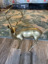 Vintage Large Brass Deer Stag Statue 18” Mid Century Modern Solid Buck Figurine picture