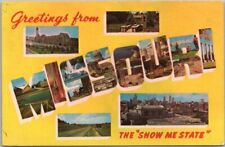 MISSOURI Large Letter Linen Postcard 