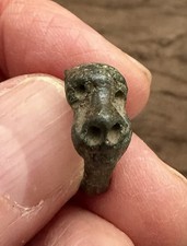 MEDIEVAL 13TH-14TH CENTURY.  BRONZE FITTING. ANIMAL HEAD TERMINAL. picture