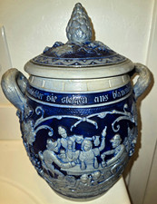 Antique German Westerwald Stoneware Punch Bowl Bowletopf Musterschutz Relief 4L picture