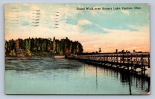 J87/ Canton Ohio Postcard c1910 Boarwalk over Meyers Lake Cottages 325 picture
