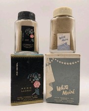 Vintage 1940's Avon Jasmine Sachet & White Moire Powder Bottles Decor Display US picture