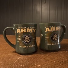 USA Army Coffee Cup Diner Mug This We'll Defend Military Green Diner Collectible picture