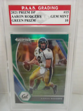 Aaron Rodgers Packers 2021 Prizm Draft Picks Green Prizm #15 graded PAAS Gem Min picture