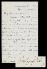 1876 President James A. Garfield Signed Appointment Letter GRAD AUTHENTICATION picture