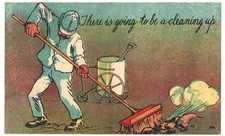 MINT VINTAGE POSTCARD CLEANING UP. FULL COLOR picture
