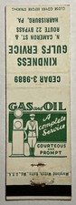 Vintage Gulf Gas & Oil Matchbook Cover Kindness Service Harrisburg, Pennsylvania picture