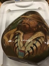 Rick Wisecarver Signed 1981 Hand Carved/Painted Oblong Vase 9.25” Tall Bearded picture