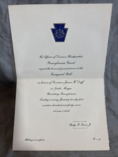 James H. Duff Pennsylvania Governor Inaugural Ball Invitation January 21, 1947 picture
