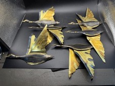 Vintage Brass Copper Flying Geese Wall Art 3 Pairs 6 Birds Total Metal Repair picture