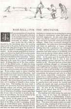 Walter Camp Baseball For the Spectator BALL CLUBS College ORIGINAL 1889 ARTICLE picture