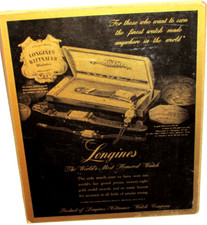 VINTAGE 1948 'LONGINES-WITTNAUER WATCH CO.' JEWELRY STORE SIGN 10x12