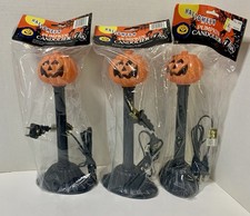Vintage 1995 Halloween Pumpkin Candolier Lot of 3 CVS New Old Stock Blow Mold picture