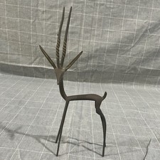 Antique Vintage Solid Brass African Antelope Gazelle Sculpture Statuette picture