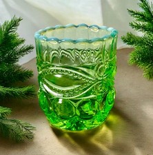 Vintage Mosser Green Opalescent Eye Winker Toothpick Or Matches holder picture