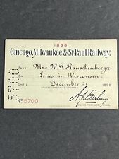 ANTIQUE 1898 CHICAGO MILWAUKEE & ST. PAUL RAILWAY RAILROAD PASS Rauschenberger picture