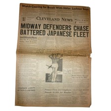 Vintage June 6 1942 Cleveland News Newspaper WWII Battle of Midway Victory picture