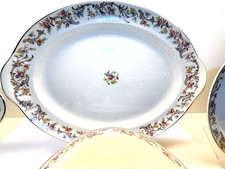 Taylor Smith Taylor #1631 Brown Scroll Floral 1940s China Service for 8 49pc picture
