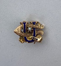 Antique 1916 University of Utah 14K Gold Class Pin - Clarke Maker / Seed Pearl picture