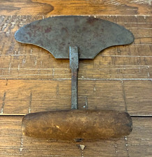 Antique Mezzaluna Herb Chopper Wood Handle Primitive Kitchen Cutter picture