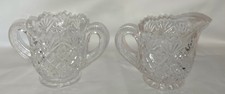 Vintage Westmoreland Thumbelina Handled Sugar Bowl/Creamer, EAPG, Sawtooth Edge picture