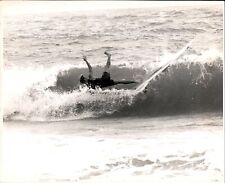 LG970 1970 Original Photo WIPEOUT Man Falls off Surf Board Summer Water Sport picture