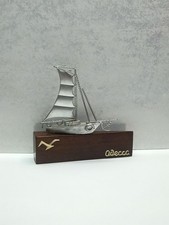 Vintage USSR Sailboat Odessa Desk Souvenir 1980s Soviet Space Age Ship Boat Art picture
