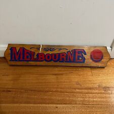 VINTAGE MELBOURNE BLUE & RED AUSTRALIAN PUB HAND PAINTED TIMBER SIGN FOOTBALL picture