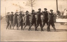 RPPC Men Marching Playing Long Horns Parade Vintage Postcard 4P24-26 picture