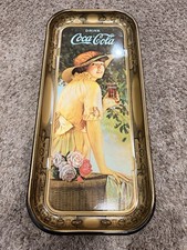 VTG Coca-Cola Metal Serving Tray 1916 Elaine WWI Girl 1972 Reproduction 19x8 picture